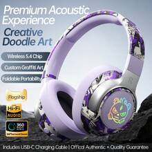 Reletech 新款 T12 涂鸦无线蓝牙耳机，炫酷设计/LED 灯光/无游戏延迟/全套耳塞/适合作为生日礼物/户外游戏 - 彩色 - 查看 15