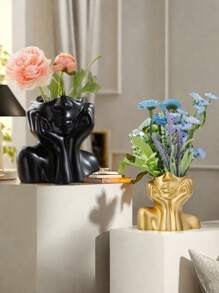 One Artistically - Designed Vase In The Shape Of A Woman With Hands Cupping Her Face. It's Simple Yet Stylish, With A Uniquely Charming Hand - Cupping - Face Design. Ideal For Arranging Fresh Or Artificial Flowers, And Can Also Be Used For Storing Cosmetics. Suitable For Decorating Living Rooms And Bedrooms All Year Round, A Must - Have For Daily Home Decor. Room Decor Flower Vase Glass Vase