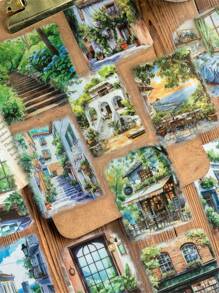 15 Pcs Street Scene Themed Sticker Set, Vintage Creative Aesthetic Sticker Art, Collage Magazine, Scrapbooking, DIY Decor, Holiday Gift, Personalized Scrapbook School Supplies School Supplies,Back To School