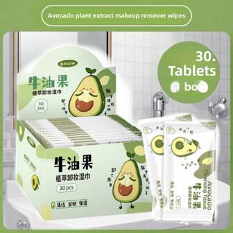 Individually Packaged Avocado Makeup Remover Wet Wipes, Disposable Gentle Facial Cleansing Non-Rinse Makeup Removal Wipes, Essential For Home And Travel