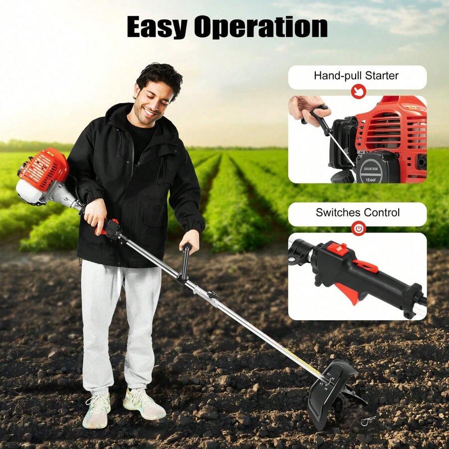 Rainaut 2 Stroke 42.7CC 1.25kw Handheld Mini Tiller Cultivator Garden Farm Grass Gas Rototiller For Scarifying Soil And Removing Weeds - Silver - View 1