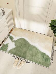1 Stück großer Teppich für Wohnzimmer in grünbeigem Muster, moderner minimalistischer Stil 1100g/㎡ niedriges Flaumaterial, 5 mm Dicke, weich und angenehm anzufühlen, leicht zu pflegen, wasserdicht und fleckabweisend, rutschfeste Rückseite, maschinenwaschbar, Teppich für Lobby, Schlafzimmer, Küche, Esszimmer, Büro, Raumdekoration und Fußmatte