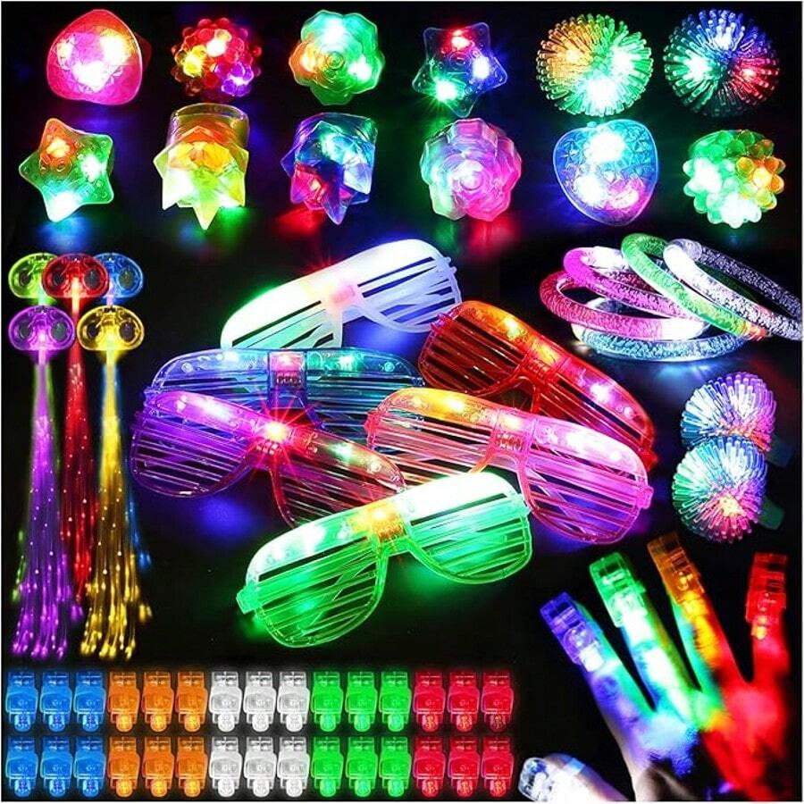 78-Piece Party Favor Neon Toy Set - Night Vision Atmosphere Glasses With Glowing Accessories - Essential For Halloween/Party Vibe Enhancement - 彩色 - 查看 1