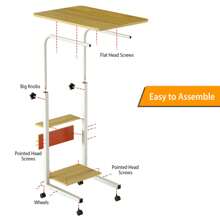 C Side Table Laptop Table Small Slim Snack Side Table For Couch Bed Sofa For Small Spaces Living Room Bedroom--Beige