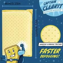 1pc Captain Clear Microfiber Window Cleaning Cloth - Lightweight, Non-Woven Fabric, Cartoon Theme, Square Shape For Glass & Car Windows, Suitable For Living Room, Bedroom, Outdoor Use, Living Room Decor|Cartoon Theme Cloth|Microfiber Cloth, Microfiber Cleaning Cloth