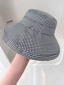 韩国ins风格纹大檐渔夫帽女韩版春夏秋季防紫外线防晒遮阳帽出门旅游遮阳帽 - 彩色 - 查看 6