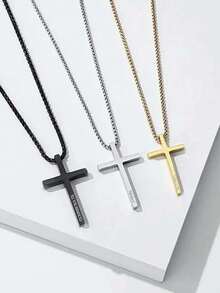 1 colar de cruz personalizado para homens e mulheres, ouro e prata, meninos e meninas, pastor, presentes católicos e cristãos para homens e mulheres, batismo e crisma, esculpidos sob medida - Multicolorido - Ver 2