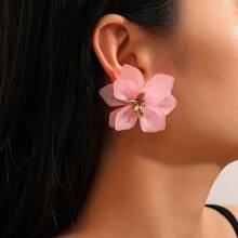 1 par de pendientes bohemios de flores preservadas con doble capa, vintage, adecuados para mujeres en vacaciones, fiestas y uso diario