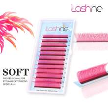 Lashine Lashine 12 Rows YY Shape Hand Woven Premium Synthetic YY Lashes Extensions Color Pink 0.07mm D Mix Soft Natural Colorful Automatic Flowering Premade Fans YY Individual Lashes