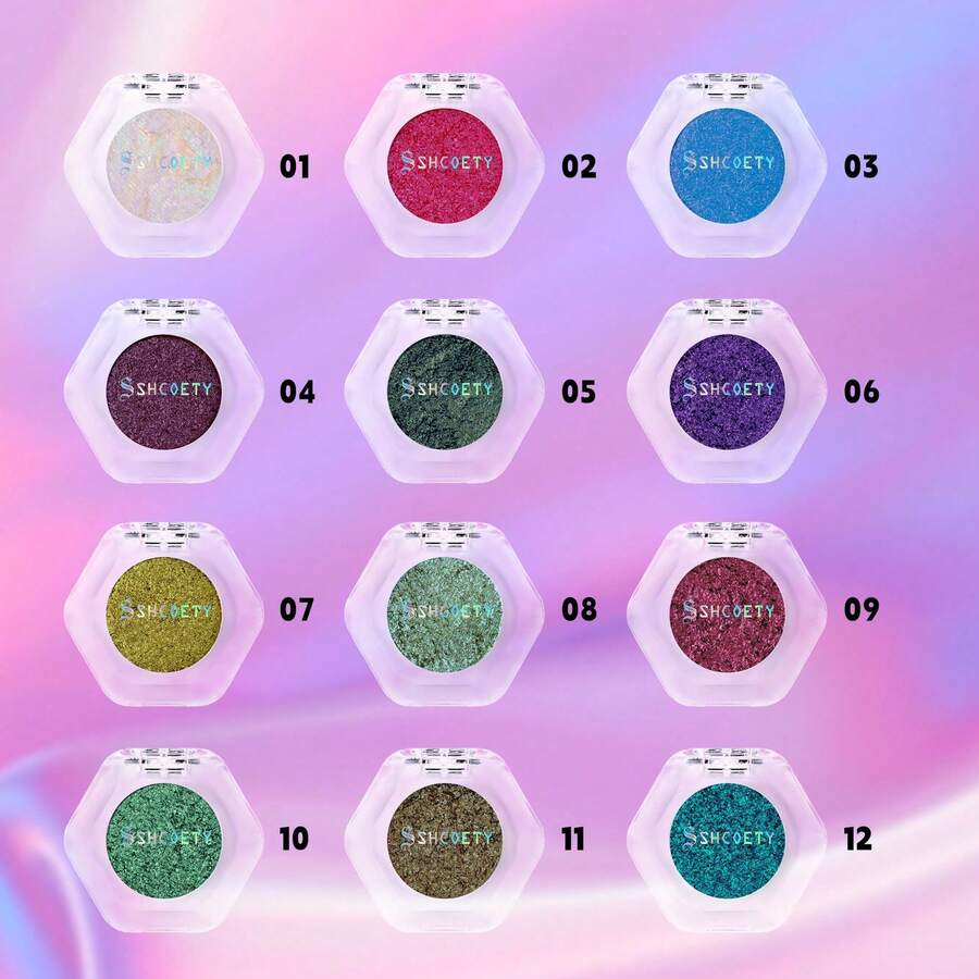12-Color Color-Shift Eyeshadow Palette – Duo-Chrome Shimmer Formula With Silky Texture And Intense Pigment - 12pcs - 查看 1