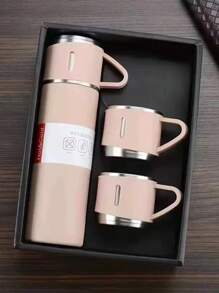 1pc Stainless Steel Three-Lid Long-Lasting Insulated Cup Is A High-End Portable Portable Water Cup Set For Outdoor Business Travel And Household Use, Suitable For Keeping Milk, Coffee, Beer, Tea, Cola, And Cold And Hot Beverages Warm