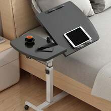 Multi Functional Side Table, Sofa Side Table, Portable Bedside Table, Movable And Adjustable Height, With Wheels, Suitable For Dormitory And Home Use, Easy To Install. Black, White.