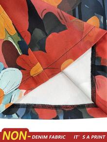 修身休闲度假印花精工时尚创意复古印花阔腿裤，优雅简约时尚，适合日常穿着 - 彩色 - 查看 5