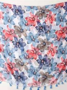 1 Peça Lenço Texturizado Feminino com Estampa Floral Grande, Xale Decorativo e Quente