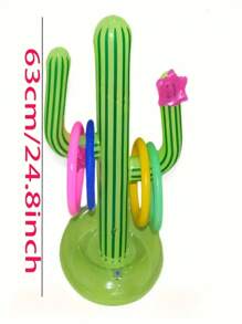 1 Set Inflatable Cactus Ring Toss Game - Perfect For Beach And Pool Parties, Durable PVC Material, Ideal Holiday Or Birthday Gift, Suitable For Holiday Gatherings, Perfect For Outdoor Pool Parties And Water Parks, Outdoor Toss Game, Also An Interactive Prop For Parties And Holidays, Pool Party Supplies, A Great Game Gift For Friends, Family, And Classmates