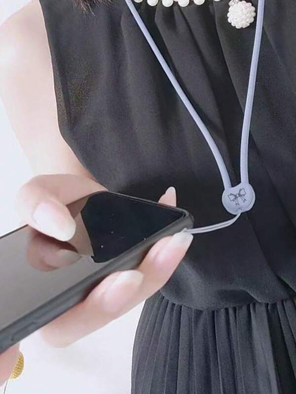 1pc Extra Thick Woven Texture Silicone Lanyard, Long Halter For Phones, Handy Hydration Bottle With Soft Liquid Feel