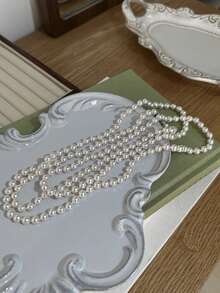 Nooxian 1 件 140 厘米超长优雅多用途白珍珠项链，女士长珍珠毛衣链