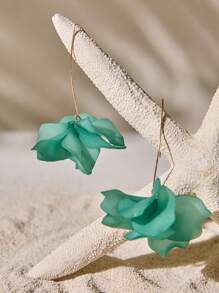Tropiscape 1pair New Design Fashionable Long Floral Resin Earrings For Women, Exaggerate Elegant And Versatile. Beach