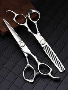 1 件/2 件优质不锈钢理发剪刀套装，专业美发沙龙造型工具 - 拉直、打薄、修剪剪刀，返校、旅行度假必备，女士发饰