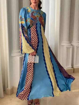 女士优雅凤凰印花时装设计