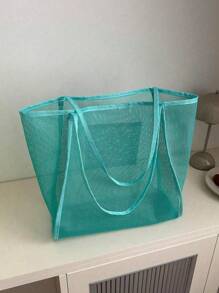 Bolso de hombro transparente de malla para niña, una bolsa de transporte de gran capacidad y con estilo, adecuada para uso diario