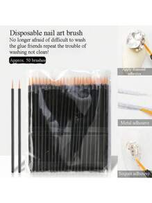 Brochas desechables de manicura, que incluyen bolígrafo con cordel, brocha de punta puntiaguda, brocha de relleno. Reutilizables para herramientas de arte de uñas de manicura con gel UV