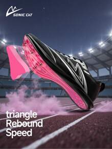 sonic cat 1 Pair Cat Professional Sports Shoes For Men And Women, Daily Training, Competition, 7-Pin Slip Resistant Black Mesh Low-Top Full Sole Carbon Board Outdoor Running Triple Jump Spiked Shoes