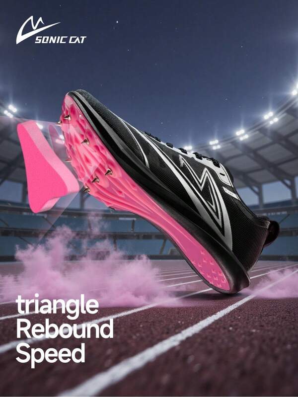 sonic cat 1 Paar Cat Professionelle Sportschuhe für Männer und Frauen, tägliches Training, Wettkampf, rutschfeste 7-polige schwarze Mesh-Low-Top-Vollsohle aus Carbon-Board für den Außenbereich, Laufen mit Dreisprung-Spikes