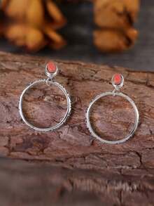 1 Đôi bông tai tròn màu ngọc lam Bohemian - Nhiều màu - Xem 7