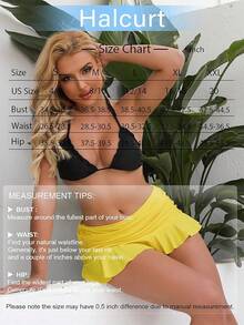 Halcurt Women's Low Waisted Ruched Ruffle Swim Skirts With Hipster Bikini Bottoms Tummy Control Swimsuit - Yellow - View 6