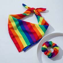1 set de bandeaux, bandanas pour femmes, foulards carrés rayés multicolores arc-en-ciel pour festival de la fierté, convient pour porter le jour de la fierté, bandeau turban, bandeau de sport