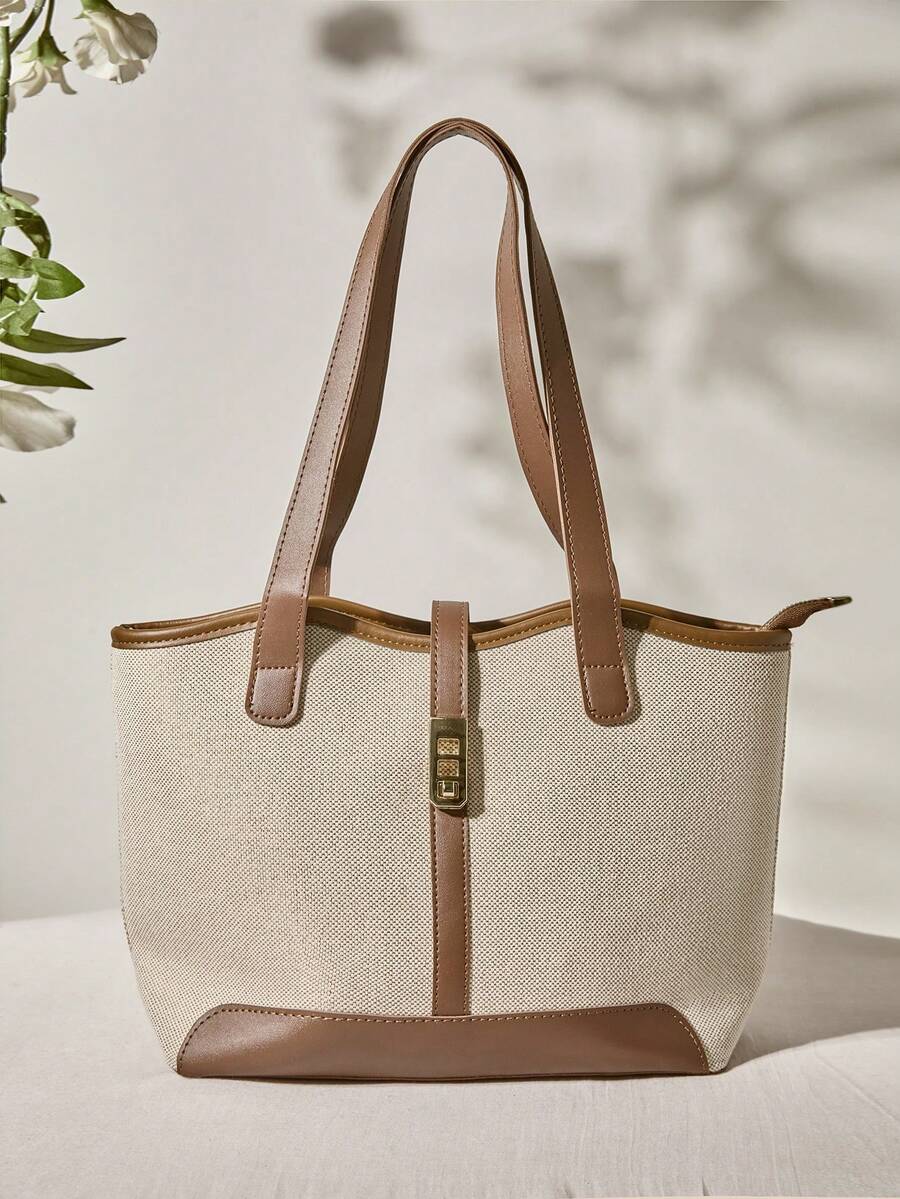 High Capacity Color Counter Tote College Class Shoulder Bag Winter Gifts - Brown - View 1