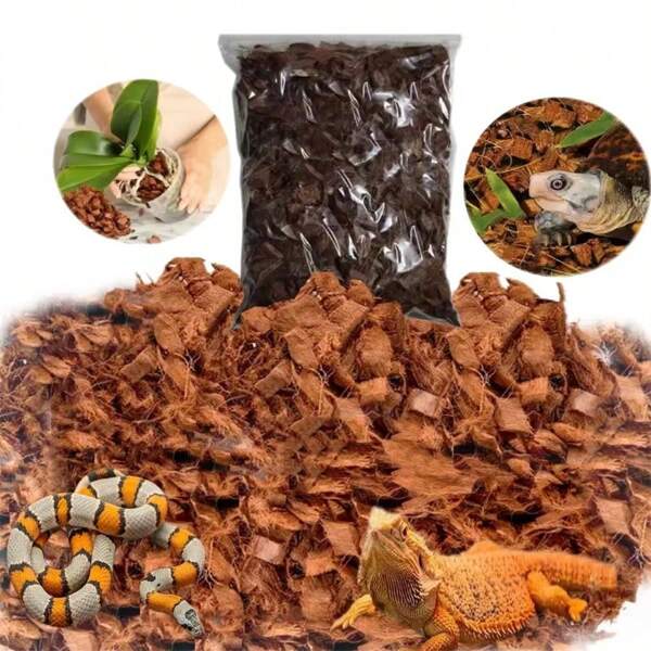 Substrat en fibre de noix de coco naturelle pour reptiles - habitat idéal et cachette pour les serpents, tortues, geckos, grenouilles et lézards