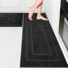 Machine Washable Kitchen Runner Rug 24" X 59", Non-Slip/Skid Hallway Runner Rug, Super Absorbent Soft Area Rug For Kitchen, Hallway & Laundry, Brown - Charcoal - View 8
