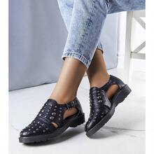 时尚百搭休闲镂空牛津鞋 - 黑色 - 查看 6