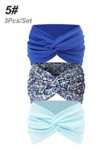 3pcs Women's Extra Wide Criss-Cross Casual Boho Headband, Solid Color Versatile Hair Accessories Turban Headband Sweatband, Hairband