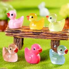 50/100 pièces Mini canards en résine pailletés - Figurines animales en plastique lumineuses et colorées pour maison de poupée, aquarium et décoration de paysage (couleurs aléatoires, cadeau parfait pour les enfants et les collectionneurs)