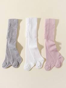 3 Stücke/Packung Babys & Kinder Einfarbige Strumpfhosen, bequemer Sitz, Stil für den täglichen Gebrauch