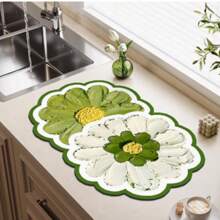 Alfombrilla de estilo campestre para encimera de cocina, almohadilla absorbente de gel de sílice, esterilla de escurrido para mesa, almohadilla de secado de platos, posavasos de secado rápido