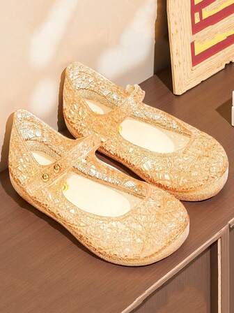 2025年夏季时尚女婴果冻蝴蝶结公主波点拖鞋凉鞋沙滩鞋