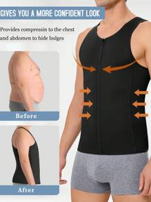 TAILONG Men Compression Shirt For Body Slimming Tank Top Shaper Tight Undershirt Tummy Control Girdle
