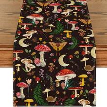 Caminho de mesa de outono com flores silvestres em preto/branco, decoração sazonal de mesa de jantar para cozinha, primavera e verão, para decoração de festas em casa - Multicolorido - Ver 17