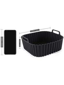 1 件/2 件/3 件可重复使用硅胶空气炸锅内衬，空气炸锅配件，更换一次性烘焙纸内衬，黑色方形