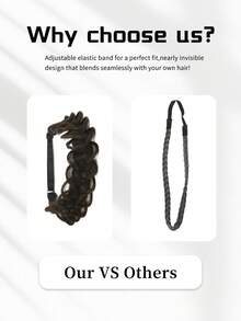 1件装黑色、金色、棕色、深棕色手工编织假发辫子发带，适合女性和女孩，合成辫子接发，弹性发带配有可调节腰带，编织发带，适合日常佩戴、派对和特殊场合。