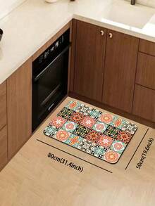 1/2片装硅胶厨房垫，高端田园风格撞色拼接图案，奢华时尚风格，缓冲防疲劳厨房地毯，厚度约3毫米，吸水性强，简约硅胶软橡胶垫，适用于厨房、浴室、玄关、洗衣房、书房、客厅等空间。 - 彩色 - 查看 14