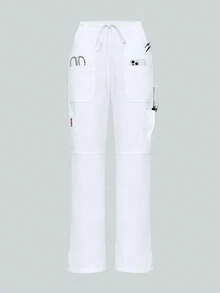 Women's Nursing Solid Color Simple Multi-Pocket Comfortable Scrub Pants