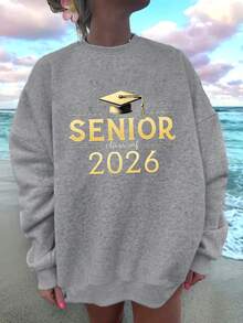 Graduation SENIOR Class Of 2026 Women's Fashion Sweatshirts - 深灰色 - 查看 1