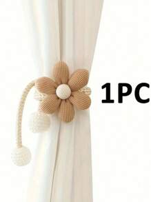 مجموعة من 2/1 قطعة من قواطع الستائر المنقوشة بالأزهار والآللئ الصناعية، مصنوعة من ألياف البوليستر بأسلوب عصري وعادي، مزينة بالزهور مناسبة للستائر الرقيقة أو السميكة، بدون ثقب، قابلة للتعديل، تستخدم في غرفة النوم وغرفة المعيشة وغرفة الأطفال