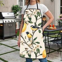1pc Lemon Pattern Tropical Plant Apron, Rustic Style, Suitable For Kitchen Cooking, Garden Cleaning, Beauty Salons, Pet Grooming, Barber Shops, Home Decor, Made Of Polyester Twill, Two Sizes Available, Indoor & Outdoor Party Supplies - Multicolor - View 2