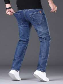 男士商务休闲直筒牛仔裤，弹力牛仔裤，适合日常穿着，时尚百搭